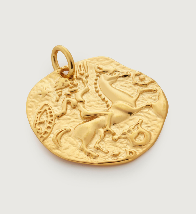 Gold Vermeil Goddess Coin Pendant Charm - Monica Vinader