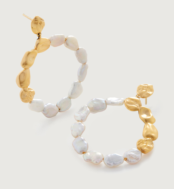 Gold Vermeil Keshi Pearl Cocktail Stud Earrings - Pearl - Monica Vinader